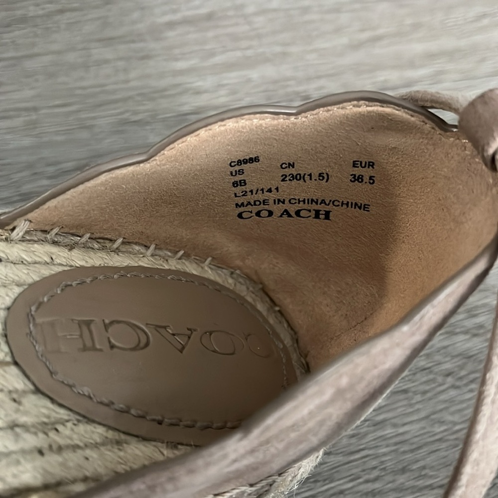 Coach Womens Dillon Tan Suede Ankle Strap Open Toe Platform Sandals - Picture 7 of 7